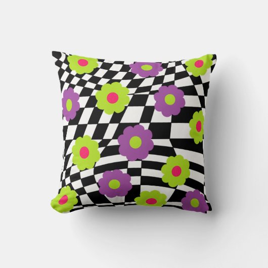 Daisies and Checkers Sierkussennen Mod Pillow Kussen (Voorkant)