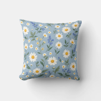 Daisies and Dreams: een grillig bloemenpatroon Kussen