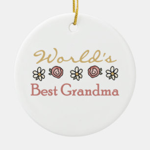 Daisies and Rozen World's Best Grandma Gifts Keramisch Ornament