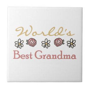 Daisies and Rozen World's Best Grandma Gifts Tegeltje