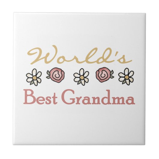 Daisies and Rozen World's Best Grandma Gifts Tegeltje (Voorkant)