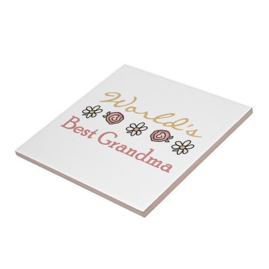 Daisies and Rozen World's Best Grandma Gifts Tegeltje (Zijkant)