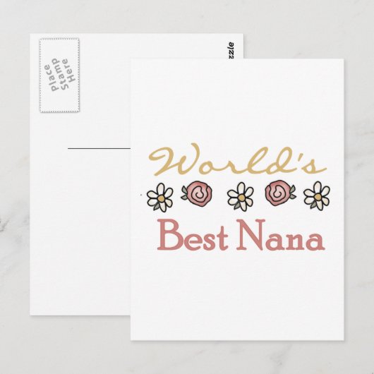 Daisies and Rozen World's Best Nana Tshirts Briefkaart (Voorkant / Achterkant)