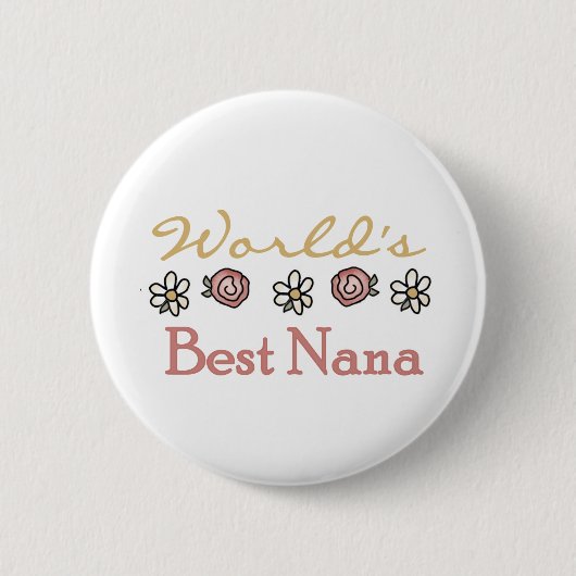Daisies and Rozen World's Best Nana Tshirts Ronde Button 5,7 Cm (Voorkant)