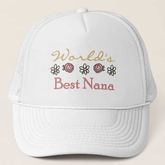 Daisies and Rozen World's Best Nana Tshirts Trucker Pet (Voorkant)