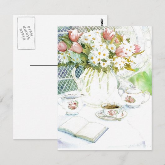 Daisies and Tulips and Tea Briefkaart (Voorkant / Achterkant)