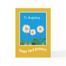 Daisies April Birthday Kaart aan Personaliseer