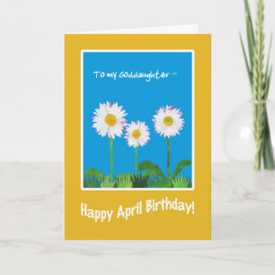 Daisies April Birthday Kaart voor Goddochter
