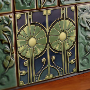 Daisies Art Deco Bloemen Wanddecoratie Art Nouveau Tegeltje