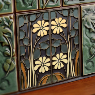 Daisies Art Deco Bloemen Wanddecoratie Art Nouveau Tegeltje