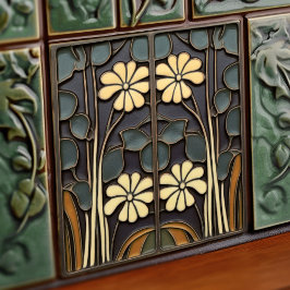 Daisies Art Deco Bloemen Wanddecoratie Art Nouveau Tegeltje