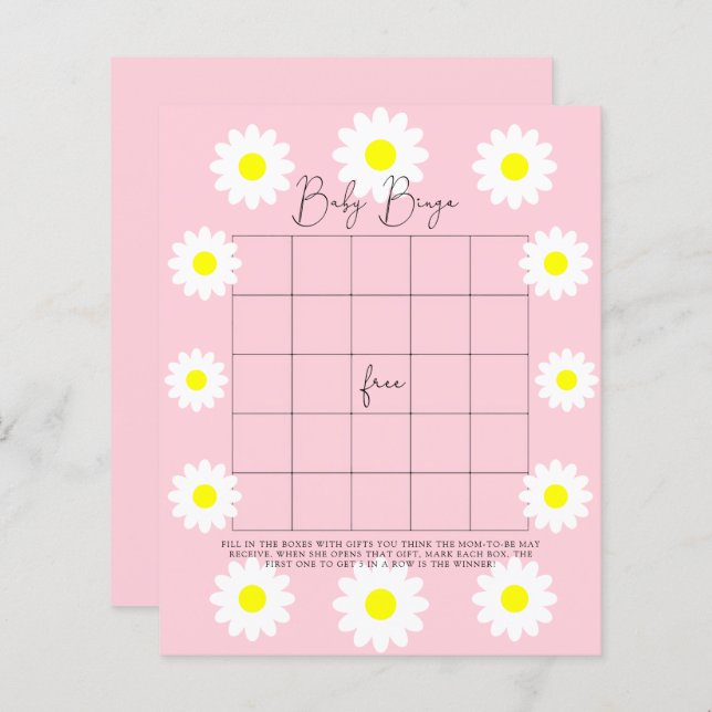 Daisies - Baby shower bingo (Voorkant / Achterkant)