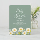 Daisies Baby shower Invitation Kaart (Staand voorkant)