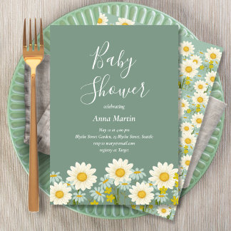 Daisies Baby shower Invitation Kaart