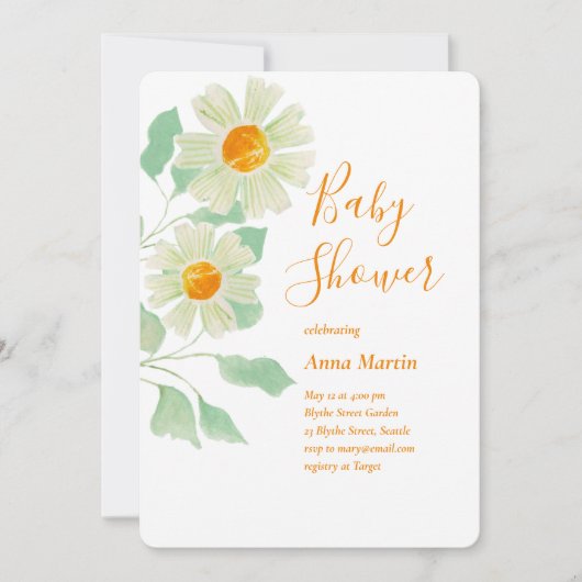 Daisies Baby shower Invitation Kaart (Voorkant)