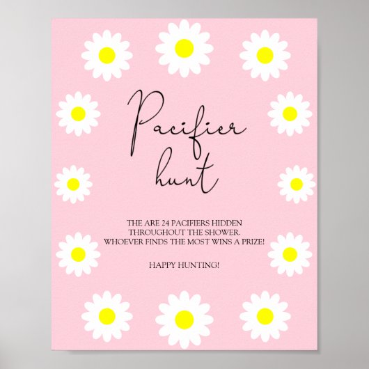 Daisies - baby shower van pacifier-jachtwedstrijd poster (Voorkant)
