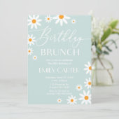 Daisies Birthday Brunch Party Invitation Kaart (Staand voorkant)