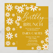 Daisies Birthday Brunch Party mustard Invitation Kaart (Voorkant / Achterkant)