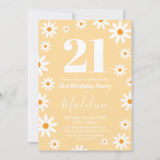 Daisies Birthday Party spring Invitation Kaart (Voorkant)