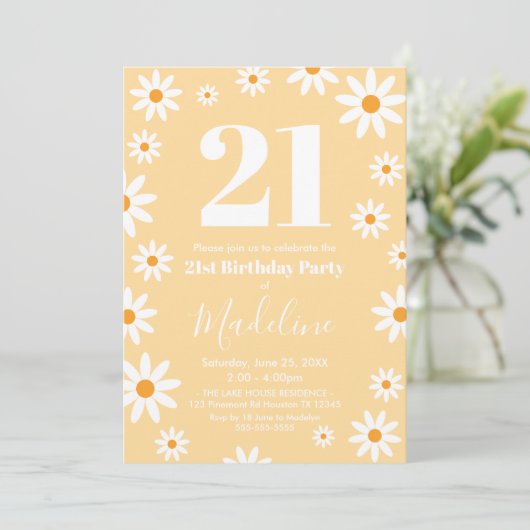 Daisies Birthday Party spring Invitation Kaart (Staand voorkant)