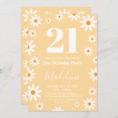 Daisies Birthday Party spring Invitation Kaart (Voorkant / Achterkant)