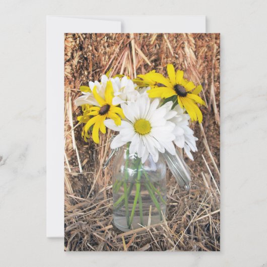 Daisies Black Eyed Susans & Hay Wedding Invitation Kaart (Voorkant)