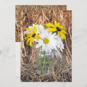 Daisies Black Eyed Susans & Hay Wedding Invitation Kaart (Voorkant / Achterkant)
