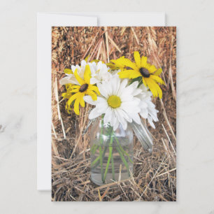 Daisies Black Eyed Susans & Hay Wedding Invitation Kaart