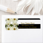Daisies & Black White Stripes Modern Floral Etiket (Insitu)