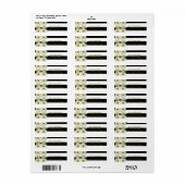 Daisies & Black White Stripes Modern Floral Etiket (Full Sheet)