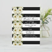 Daisies & Black White Stripes Modern Floral Kaart (Staand voorkant)