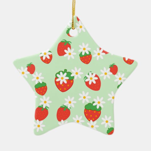 Daisies Bloem Bloemen Aardbei Vrolijk Xmas Keramisch Ornament (Voorkant)