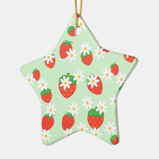 Daisies Bloem Bloemen Aardbei Vrolijk Xmas Keramisch Ornament (Links)