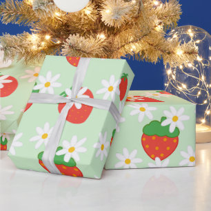 Daisies Bloemen Bloemen Aardbei Patroon Xmas Cadeaupapier