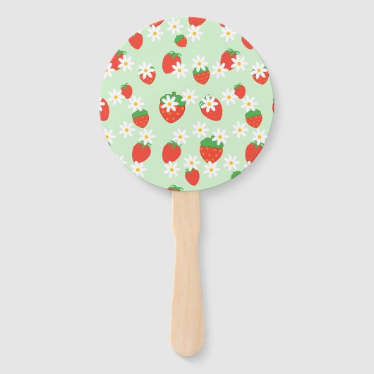 Daisies Bloemen Bloemen Aardbei Patroon Xmas Handwaaier (Voorkant)