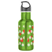 Daisies Bloemen Bloemen Aardbei Patroon Xmas Waterfles (Achterkant)