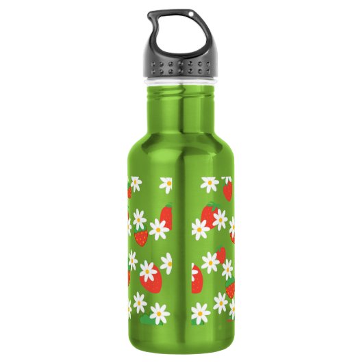 Daisies Bloemen Bloemen Aardbei Patroon Xmas Waterfles (Achterkant)