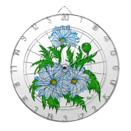 Daisies bloemen dartbord (Voorkant)
