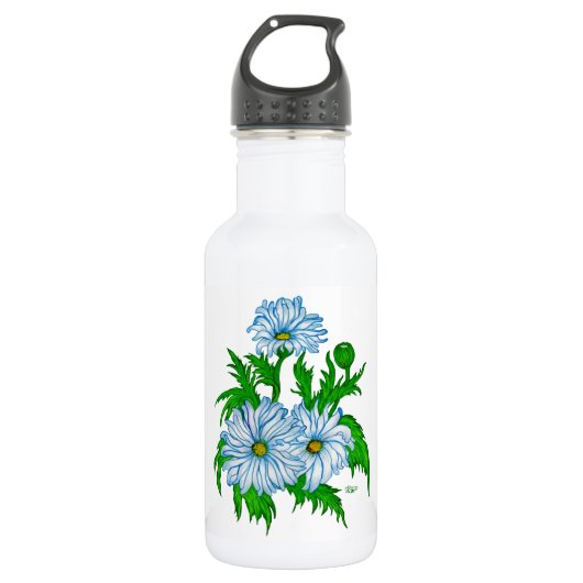 Daisies bloemen waterfles (Voorkant)