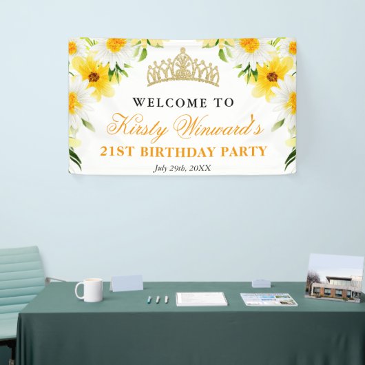 Daisies Bloemen Welkom Verjaardagsfeest Spandoek (Beurs)