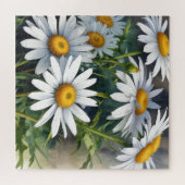 Daisies Bloemenbos Elegante Waterverf Legpuzzel (Horizontaal)