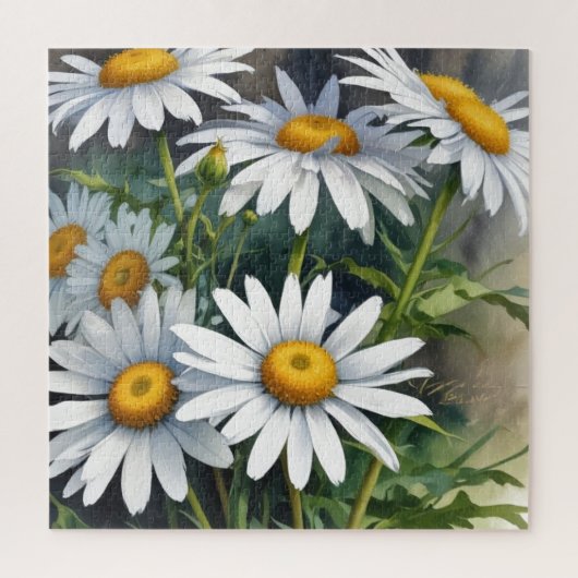 Daisies Bloemenbos Elegante Waterverf Legpuzzel (Verticaal)