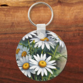 Daisies Bloemenbos Elegante Waterverf Sleutelhanger (Voorkant)