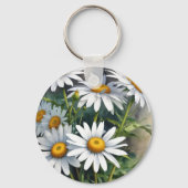 Daisies Bloemenbos Elegante Waterverf Sleutelhanger (Achterkant)