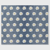 Daisies Blue Jean Denim Cadeaupapier (Vlak)