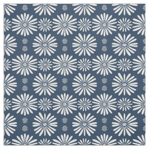 Daisies Blue White Pattern Stof