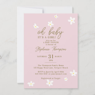 Daisies Blush Roze Oh Baby Meisje Douche Kaart