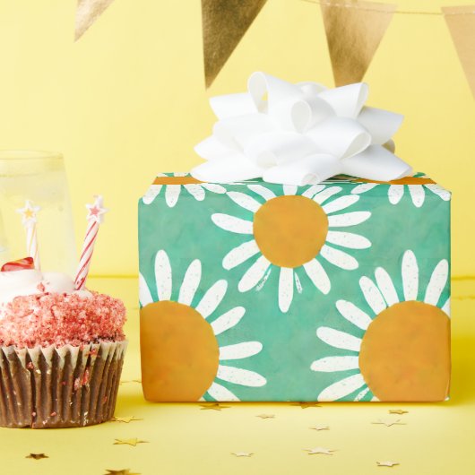 Daisies Boho Folk Art geïnspireerd Cadeaupapier (Verjaardagsfeest)