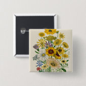 Daisies, bord 31 van 'De Dames' Vierkante Button 5,1 Cm (Voorkant /achterkant)