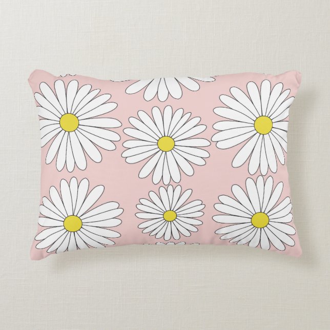Daisies_Bord Roze Accent Kussen (Voorkant)